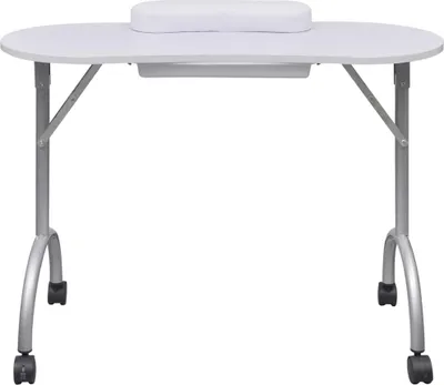 Image de vidaXL Table de manucure pliable avec roulettes blanc