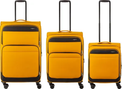 Produktbild von Franky 3er Koffer SET Gr. L/M/S Reisegepäck T27-B Spinner mit Dehnfalte darkyellow/black