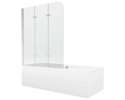 Zdjęcie produktu dla Mexen Cube wanna prostokątna 170 x 80 cm z obudową i parawanem 3-skrzydłowym 120 cm, transparent, chrom - 550517080X9012030100