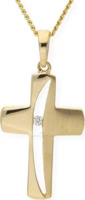 Produktbild von Kettenanhänger Gold 333 Zirkonia Kreuz JL10-02-0339 JuwelmaLux
