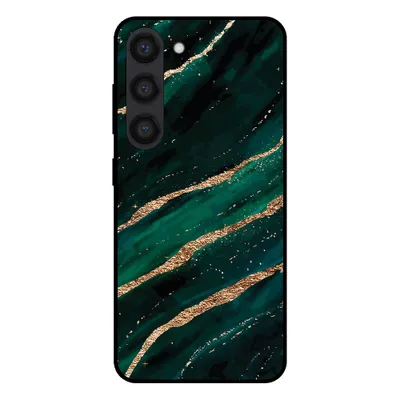 Image de Smartphonica Coque pour Samsung Galaxy S23 Plus avec impression marbre - Coque arrière TPU design marbre - Vert Or
