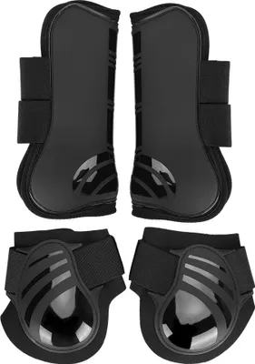 Produktbild von 2 Paar elastische Pferdestiefel, verdickter PolyurethanVorder-Hinterstiefel-Beinschutz für das Training, Springen, Schwarz, L