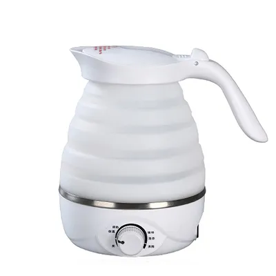 A white collapsible electric kettle is shown against a white background.