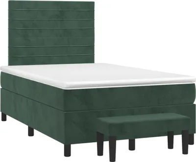 Produktbild von vidaXL Boxspringbett mit Matratze Dunkelgrün 120x200 cm Samt
