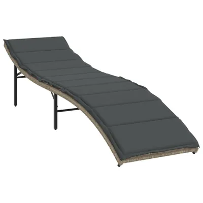 Produktbild von vidaXL Sonnenliege mit Kissen Hellgrau 55x199x50 cm Poly Rattan