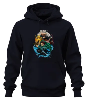 Zdjęcie produktu dla Demon Slayer Kimetsu no Yaiba Tanjiro Nezuko Zenitsu Fan Gift Uni Bluza z kapturem, Granatowy, XXL