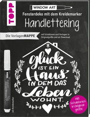 Produktbild von Vorlagenmappe Fensterdeko mit dem Kreidemarker - Handlettering. Inkl. Original Kreidemarker von Kreul und Schablonen
