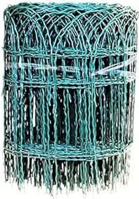 A roll of green wire mesh fencing.