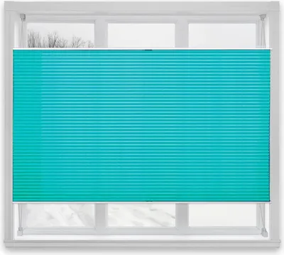 Produktbild von Plissee Faltrollo Magic moderner Sichtschutz Fensterrollo ohne Bohren Petrol 110x200 cm