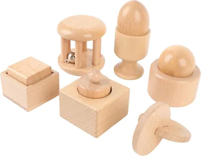 Produktbild von Hölzernes Baby-Handrassel-Set, Feinmotorik-Spielzeug, passende Form, kognitiv, für Kinder
