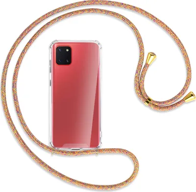Produktbild von Handykette Backcover-Schutzhülle mit Band (Metall goldfarben) für Samsung Galaxy Note 10 Lite - Rainbow