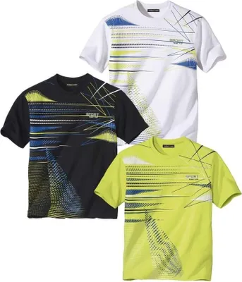 Image de Atlas For Men - T-shirt pour homme (lot de 3) AF1998 (XL) (noir/citron vert/blanc)