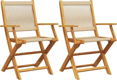 Produktbild von vidaXL Gartenstühle 2 Stk. Beige Massivholz Akazie und Polypropylen