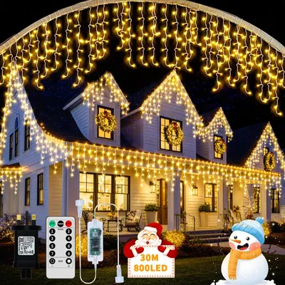 Eiszapfen-Lichterkette 20+5 m, 660 LEDs, warmweiß, Außenbeleuchtung