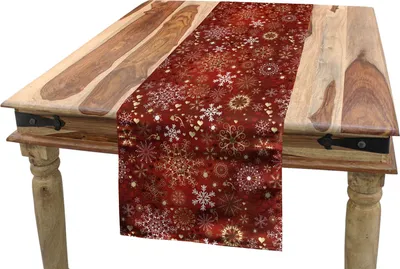 Produktbild von ABAKUHAUS Weihnachten Tischläufer, Schneeflocken, Esszimmer Küche Rechteckiger Dekorativer Tischläufer, 40 x 180 cm, Weiß Gelb und Rot