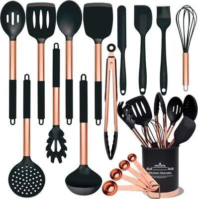Produktbild von Küchenhelfer Set 17-teilig, Roségold, hitzebeständiges Silikon, für Küche