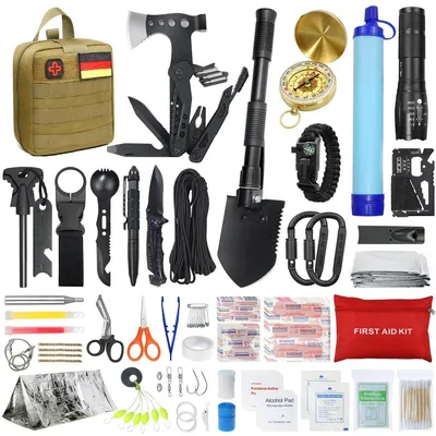 Produktbild von Überlebensset – Erste-Hilfe-Set – 180 Stück – Wasserfilter – Multitool