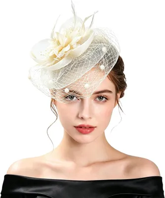 Produktbild von Fascinator Damen, cremefarben, 14 cm Durchmesser, mit Diadem und Haarclip, für Hochzeiten