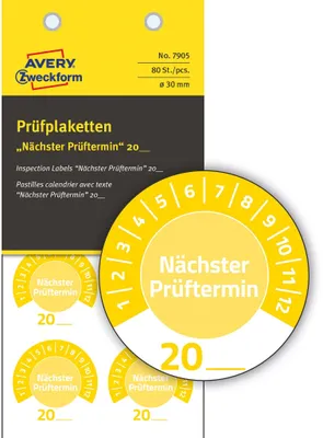 Obrázek produktu pro AVERY Zweckform 7905 80 AVERY Zweckform Prüfplaketten 7905 gelb