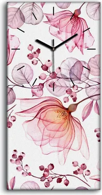 Produktbild von Wohnzimmer-Bild Leinwand Uhr Geräuschlos 30x60 Malerei Blumen Zweig Kunst - schwarze Hände