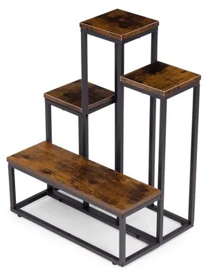 Imagen del producto de Estantería de pie para flores, decoración de 4 estantes, estilo industrial moderno para el hogar