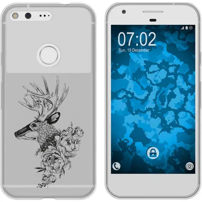Produktbild von PhoneNatic Case kompatibel mit Google Pixel Silikon-Hülle Floral Hirsch M7-1
