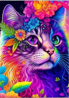 Produktbild von NORIMPEX Diamantov Malovin Barevn Katze mit Blumen 30x40cm