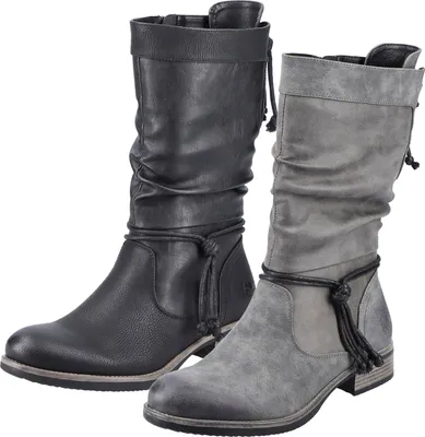 Produktbild von Rieker Damen Stiefel Warmfutter Zierbänder geraffter Schaft 98873, Größe:42 EU, Farbe:Schwarz