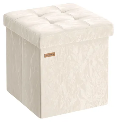 Immagine prodotto di SONGMICS, poggiapiedi pieghevole da 38 cm, con coperchio, in ecopelle