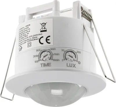 Produktbild von Decken-Einbau-Bewegungsmelder 360° PIR LED geeignet 6m Detektion weiß