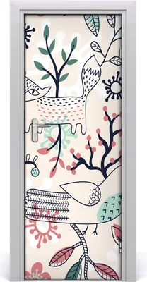 Produktbild von Tulup Türaufkleber 75x205 cm Dekorative Aufkleber Selbstklebend Wasserdichte Tapete Abnehmbar Schlafzimmer Wohnzimmer Wohnkultur - Tiere und Blumen