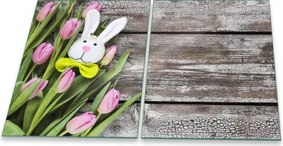 Produktbild von Herdabdeckplatte Glaskeramik 2-Teilig 2x40x52 Blumen Pink Abdeckung Spritzschutz Glas