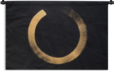 Produktbild von MuchoWow® Wandteppich Wandbehang Goldener Kreis auf dunklem Hintergrund 120x80 cm Tapisserie Dekoration Wandtuch - Wanddekorationen - Wandtücher