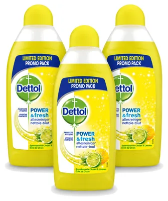 Produktbild von 3 x Dettol Power & Fresh Allesreiniger - Zitrone - 500 ml - Vorteilspackung - 3 Stücke