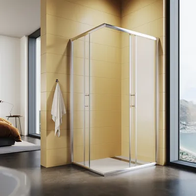 Produktbild von SONNI Duschkabine 90x76x195cm, doppel schiebetüren dusche einscheiben, ESG Glas Dusche eckdusche