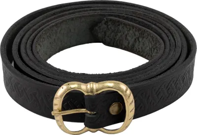 Produktbild von Mittelalterlicher Ledergürtel mit Knotenmuster Schnalle 160 cm Schwarz