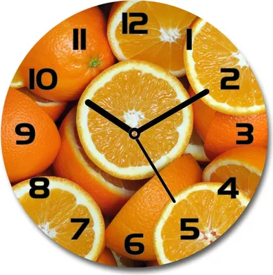 Produktbild von Wanduhr aus Glas 30fi Glasbild Glasuhr Gehärtetes Glas - schwarze-zeiger - Halves of an orange