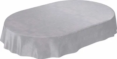 Tischdecke Wachstuch Einfarbig Grau Robust Wasserabweisend Oval Breite 140 cm Länge 240 cm, Hauptbild