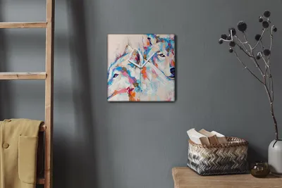 Produktbild von Coloray Hodiny Unikátní 30x30 cm  Tiché hodiny Pro obývací pokoj a kuchyň Nástěnné hodiny Plátno Bílé ručičky hodin - Zvířata vlci