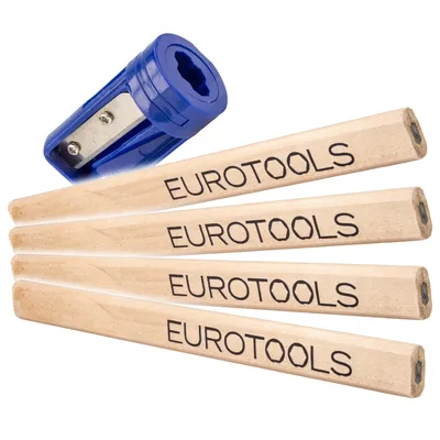 Produktbild von EUROTOOLS Zimmermannsbleistifte 175 mm, 4 Stück, mit Spezialanspitzer