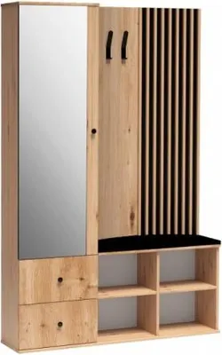 Image de Meuble d'entrée MODERNO coloris chêne artisan 128,5x30 H.195,5 cm