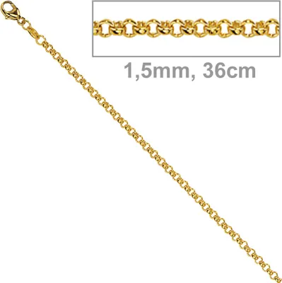 Produktbild von JOBO Erbskette 333 Gelbgold 1,5 mm 36 cm Gold Kette Halskette Karabiner