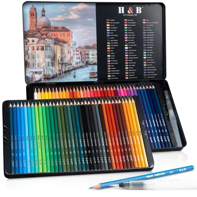 Produktbild von RAGI Aquarell - Buntstifte Set 72 Farben mit Wasserpinsel und Anspitzer - farbstifte für Kinder und Erwachsene im Etui - wasservermalbar, bruchsicher