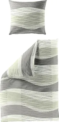 Produktbild von JACK by Bierbaum Seersucker Bettwäsche 2 tlg. 135x200cm Wellen Linien Grau Grün