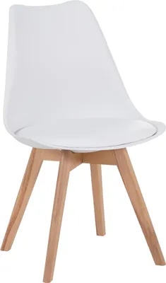 Produktbild von 5 TLG. Essgruppe Josy | Esstisch mit 4 Stühlen | 120x80 cm mit Baumkante | Holz Wildeiche-Optik | 40 mm Platte | U-Gestell Schwarz | 4X Schalenstuhl Weiß + Buche-Gestell