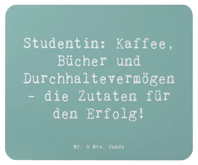 Produktbild von Mr. & Mrs. Panda Mauspad Spruch Studentin Erfolg - Meeresbrise - Geschenk, Freude machen, Mousepad, mausteppich, Berufsgestaltung, personalisierte Geschenke, mousematte