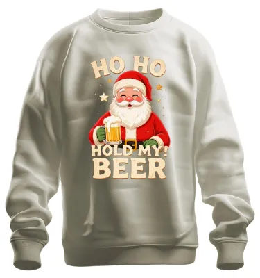 Produktbild von Ho Ho Hold My Beer Weihnachtsmann Bier Weihnachten Geschenk Sweatshirt Pullover, Natur, M