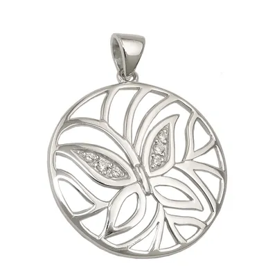 Produktbild von Anhänger 23mm Schmetterling mit Zirkonias glänzend rhodiniert Silber 925 silber 23mm
