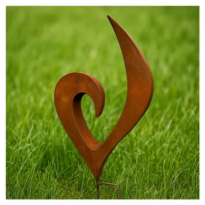 Produktbild von Gartenfigur aus Edelrost, handgefertigte Gartenskulptur, Rost Gartendekoration, 36x5x60cm