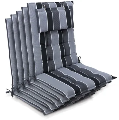 Produktbild von Beautissu 5er Set Sun-HL Hochlehner Auflage 120x50x8cm Anthrazit-Gestreift